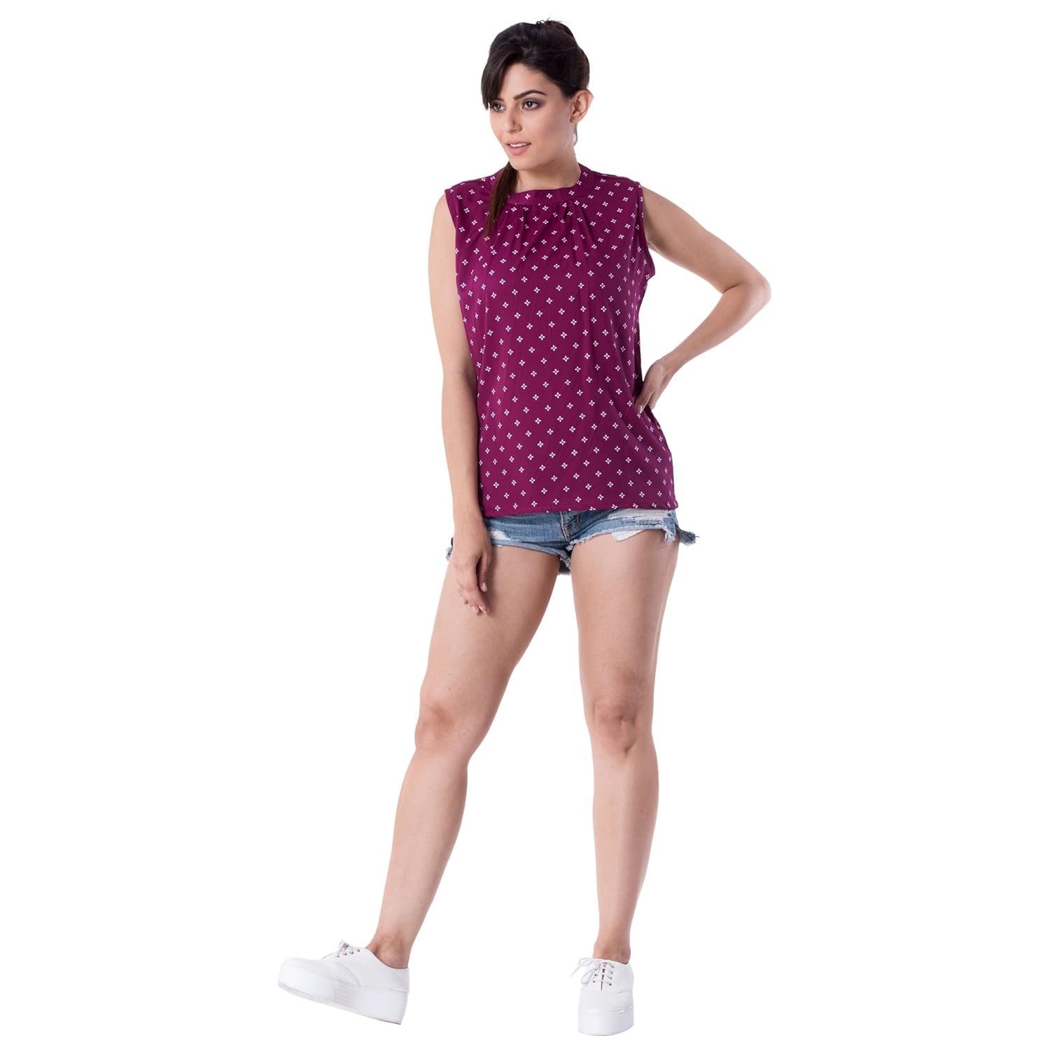 aania beautiful exclusive casual crepe length 25 inches women's tops