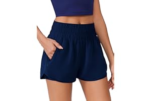 PINSPARK Running Shorts for Women Quick Dry High Waisted Athletic Short 2 in 1 Workout Gym Shorts with Zipper Pockets