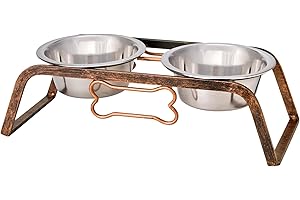 Loving Pets Black Label Collection Rustic Bone Diner for Dogs, 1-Pint, Aged Copper