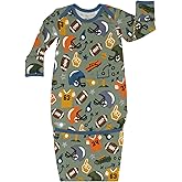 Little Sleepies Infant Gown, Viscose from Bamboo Newborn Sleepwear with Fold-Over Mittens & Fold-Over Foot Envelope (Touchdown Time)