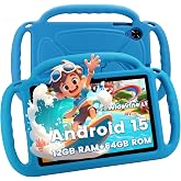 Kids Tablet 10.1 Inch with Handheld Case, Parental Controls, Widevine L1 | Shockproof Protective Case Learning Tablet for Kids 3-7 12+64GB 2TB Expandable HD Eye Protection Screen 6000mAh Battery-Blue