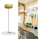 Jolux Halolux Pendant Light for Kitchen Island & Dining Room - 5CCT Adjustable with Wall Switch, Gold Finish, Dimmable Hangin