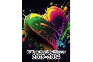 Abstract Heart 10 Year Monthly Planner 2024-2033: Large 120 Month Calendar | Gift For People Who Love Colorful Art, Modern Art Lovers | For Back To ... Work | 8.5 x 11 Inches | 241 Pages | v2