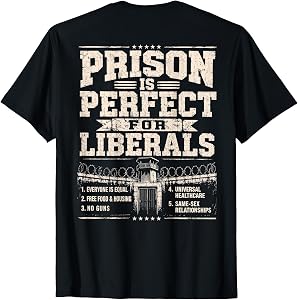 Prison is Perfect for Liberals Anti Liberal ON Back T-Shirt