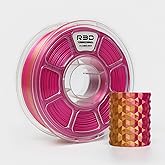 R3D Dual Color Silk PLA Filament, Co-Extrusion 3D Printer Filament 1.75mm, 30-370 mm/s High Speed PLA, Dimensional Accuracy +/- 0.02 mm, 1KG Plastic Spool (Silk Rose Red-Gold)