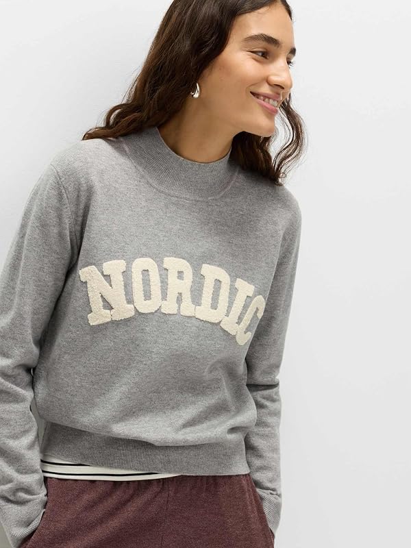 Jersey con Cuello Chimenea con Eslogan Mujeres XS