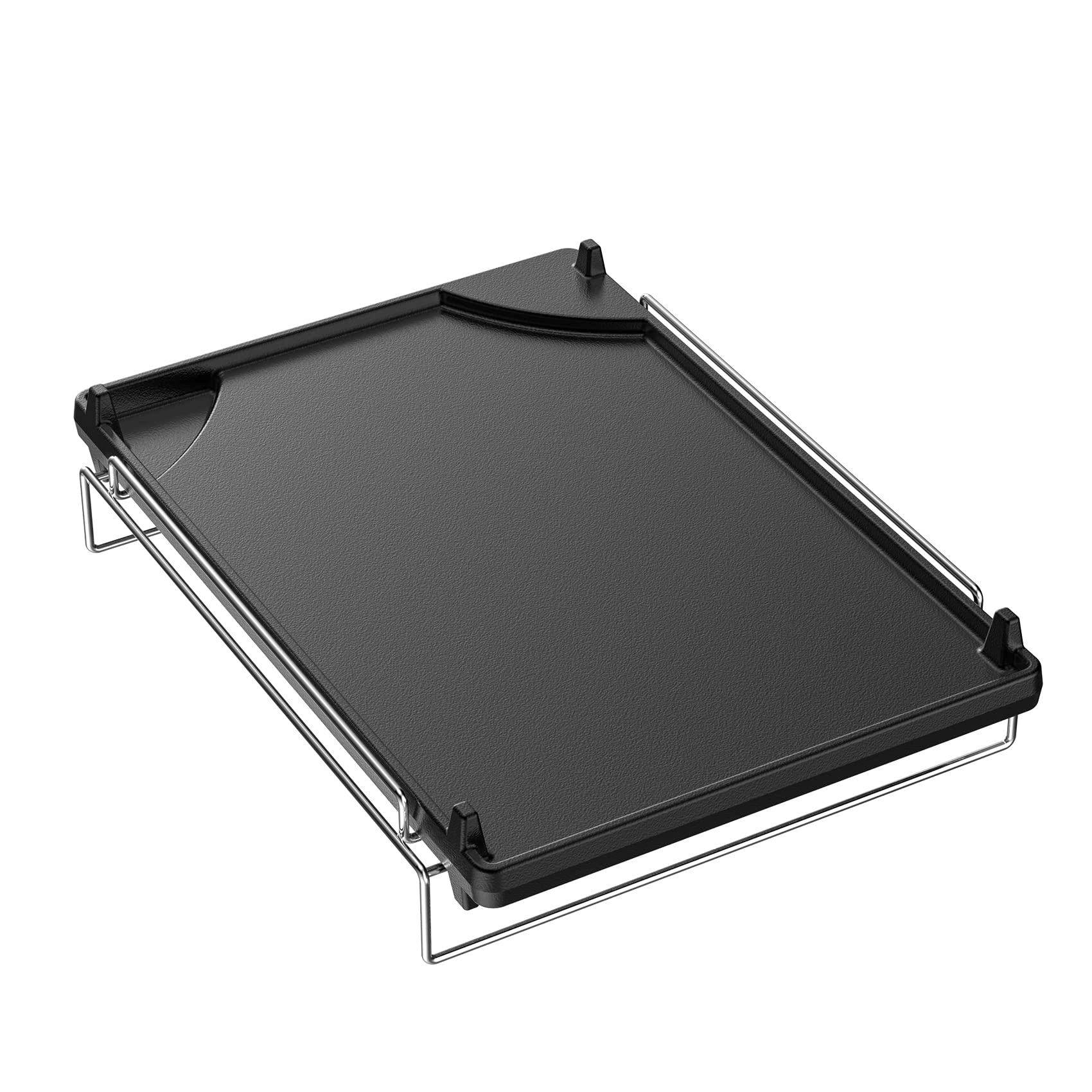 Photo 1 of Skyflame Universal Cast Iron Griddle, Flat Top Gas Grill Griddle Pan with Removable Rack and Raised Lip Edges, Fit for Most Gas Grill with Side Burner and Other Grills, Size 14.5" x 10"