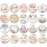 Floral Baby Shower Stickers Pack with Sweet Quotes for Gender Reveal and Welcome Decorations Vinyl Sticker Ideal Girl Themes 90Pcs Water Bottles Skateboard Laptop Hard Car