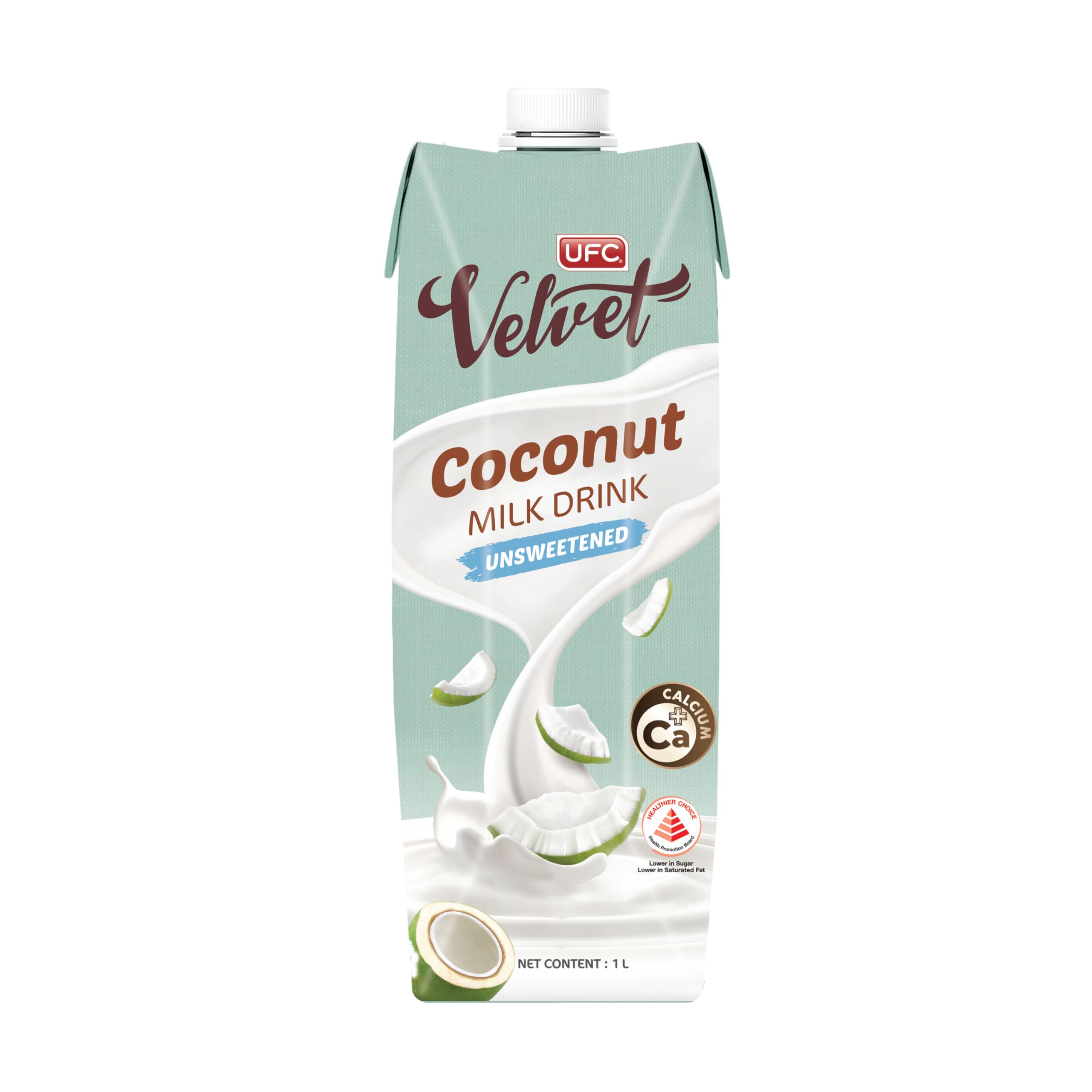 UFC Velvet Coconut Milk - Unsweetend | 99% Coconut, Plant Based Calcium, Vegan, Dairy Free, Ambient Storage | 1L x 6