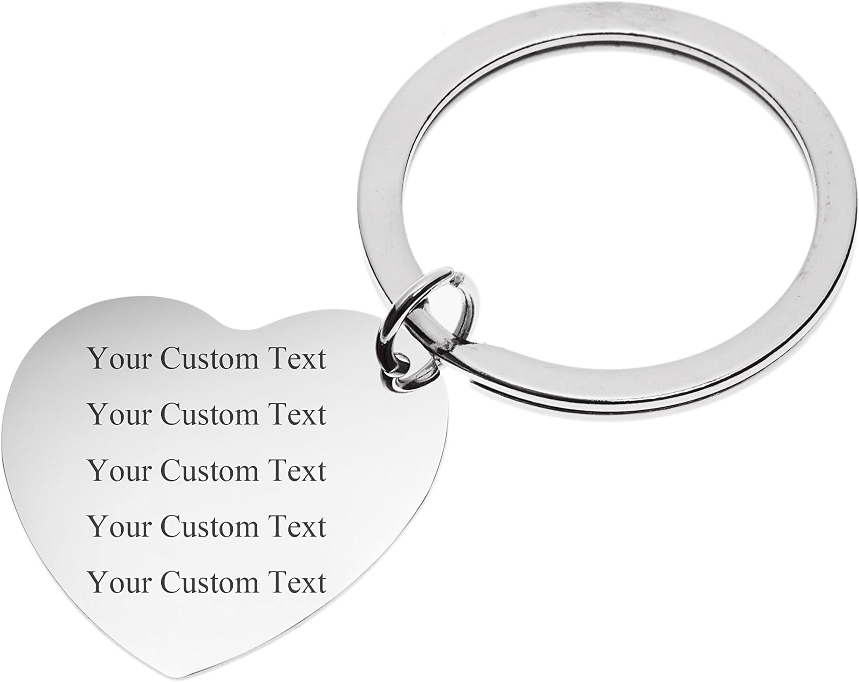 Fanery Sue Personalized Custom Photo Engraved Heart Shape Dog Tag Name Keychain Key Tags Keyring ID Tag(Custom Text)
