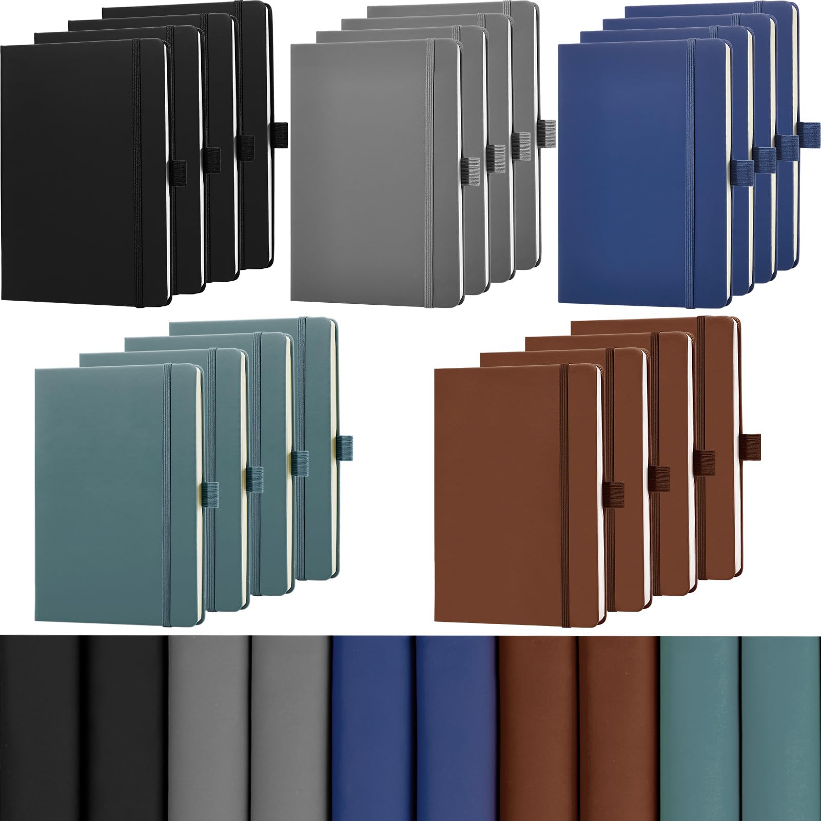 Photo 1 of 20 Pack Pocket Notebook Journals 3.7" x 5.7" Hardcover Small Mini Pocket Notebooks with Pen Holder A6 Lined Journal with 100 GSM Paper(Black, Brown, Grey, Lake Blue, Blue)