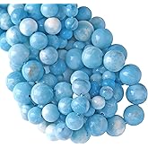 10MM 36PCS Natural Blue Larimar Gemstone Crystal Beads for Jewelry Making DIY Bracelet