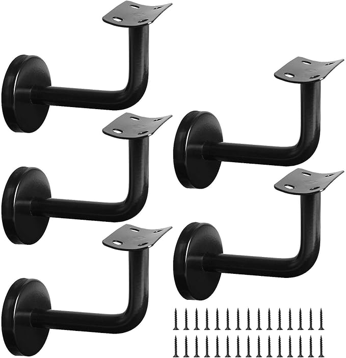 5 Pack Stair Railing Bracket, Heavy Duty Handrail Bracket, Black Wall