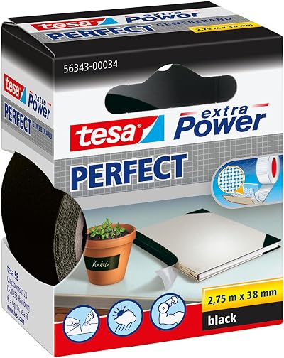 tesa UK Extra Power Multi-Purpose Cloth Tape 2.75 m x 38 mm Black