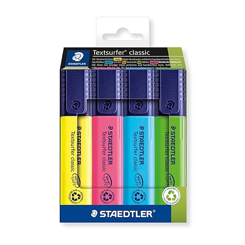 STAEDTLER 364 C4 Textsurfer Classic Highlighter - Assorted Colours (Card Pack of 4)