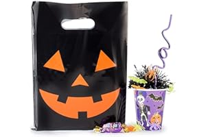 Choice Marts 100 Halloween Bags 9"x12" Glossy Great For Goodies Also Perfect as Small Halloween Bags For Trick or Treat