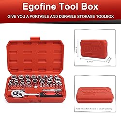 Egofine 34 Pieces 3/8 inch Drive Socket Ratchet