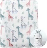 CREVENT Cute Silky Plush Baby Blanket 75x100 Ivory Giraffe
