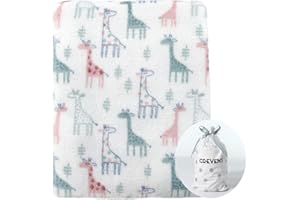 CREVENT Cute Silky Plush Baby Blanket for Girls & Boys Infants Toddlers Newborns Crib Cot Stroller, Giftable Suitable for All Season - Ivory Giraffe