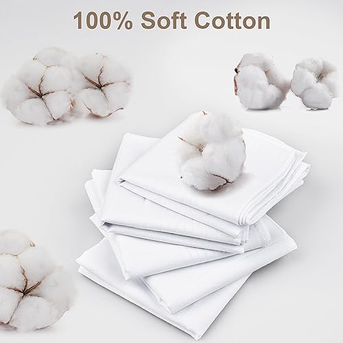 DHOOZ 20 Pcs Cotton Handkerchiefs, White Men's Handkerchiefs