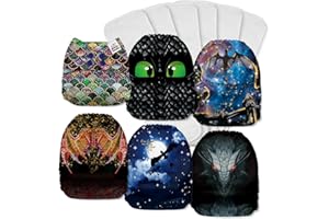 Mama Koala 1.0 Cloth Diapers for Babies, 6 Pack with 6 Microfiber Cloth Diaper Inserts - One Size Washable and Reusable Pocket Diapers for Newborns and Toddlers (Dragons)