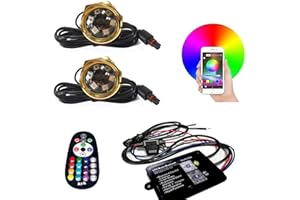 UWDESY 2PC RGB 1/2'' NPT Underwater Boat Drain Plug Light with APP IR Remote Control,Music Fuction Marine Boat Light Decorati