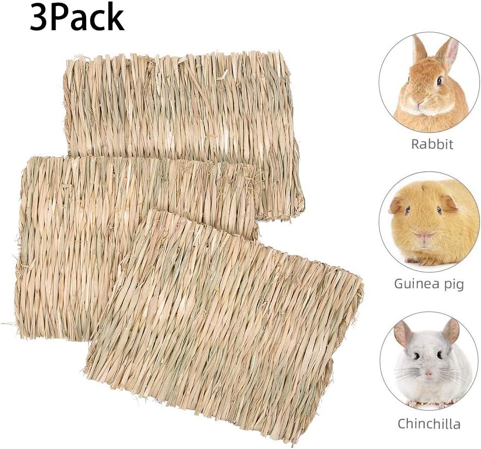 3 Pcs Natural Woven Grass Mats Bunny Bedding Nest Small Animal Chew Toy ...