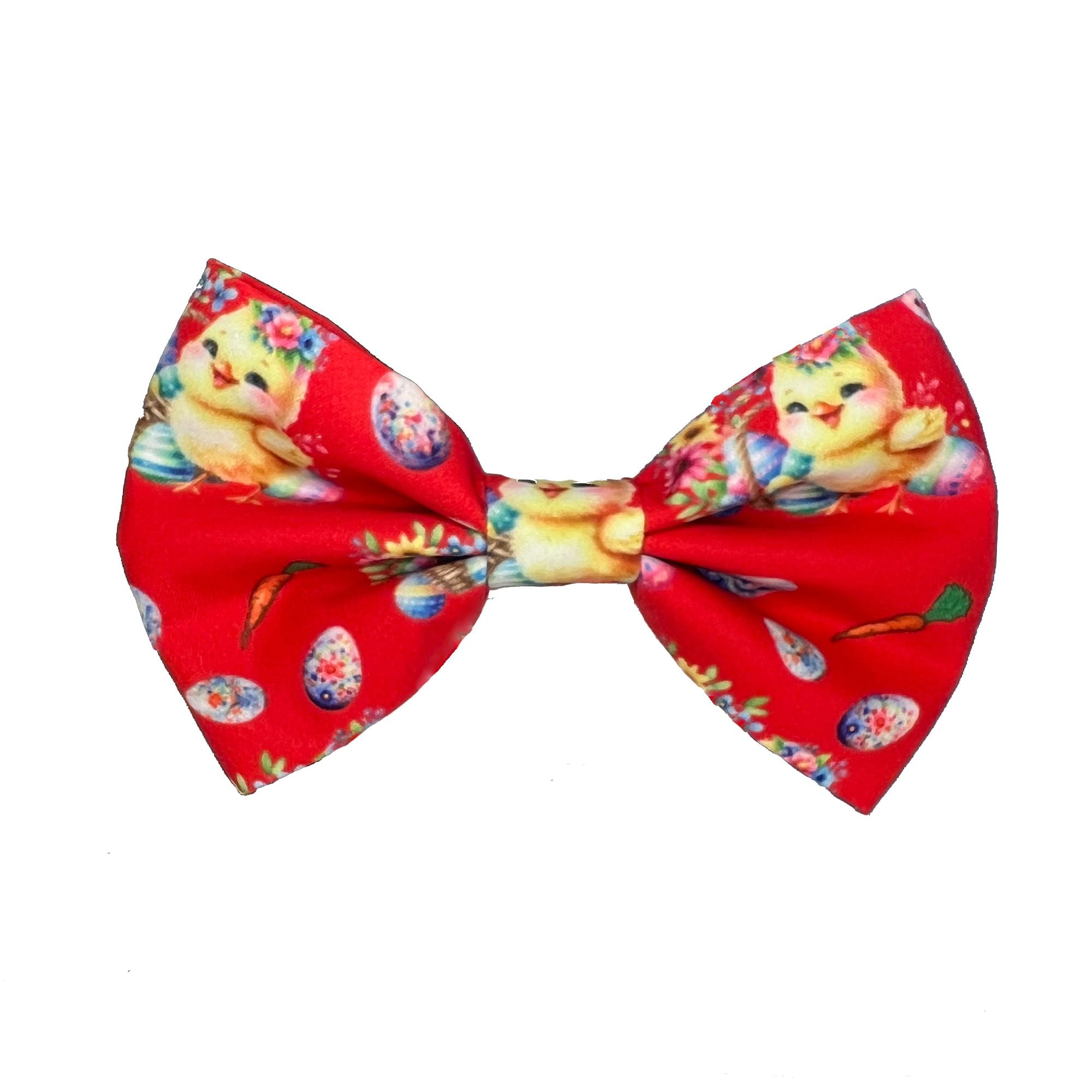 New Dogs Bow Tie EASTER carrots eggs RED Elastic Bands attached to bowtie ACCESSORY Handmade UK (Chicken MEDIUM)