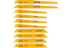 ELEAD 10-Piece Bi-Metal Reciprocating Saw Blade Set, Premium 6 & 8 Inch Wood & Metal Cutting Saw Blades with Storage Box