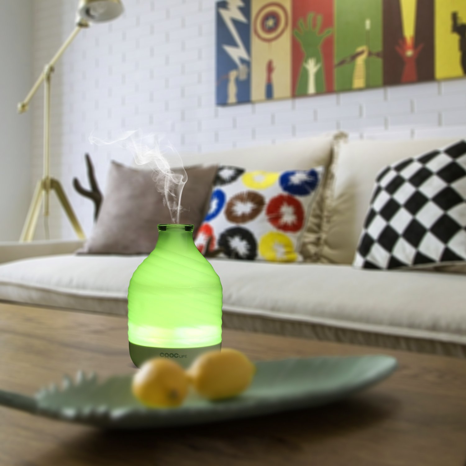 Essential Oil Diffuser, CRDC Life 200ml Ripple Vase Glass Cover Aroma Diffuser Durable Safe Auto Shut Off Whisper Quiet Multiple LED Lights & 4 Time Setting