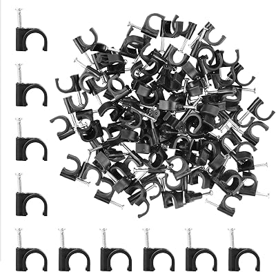 LAMXD Round Black Cable Clips 9mm for Ethernet Electrical Wires 100 Pack