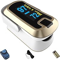mibest OLED Finger Pulse Oximeter, O2 Meter, Dual Color White/Luxury Gold