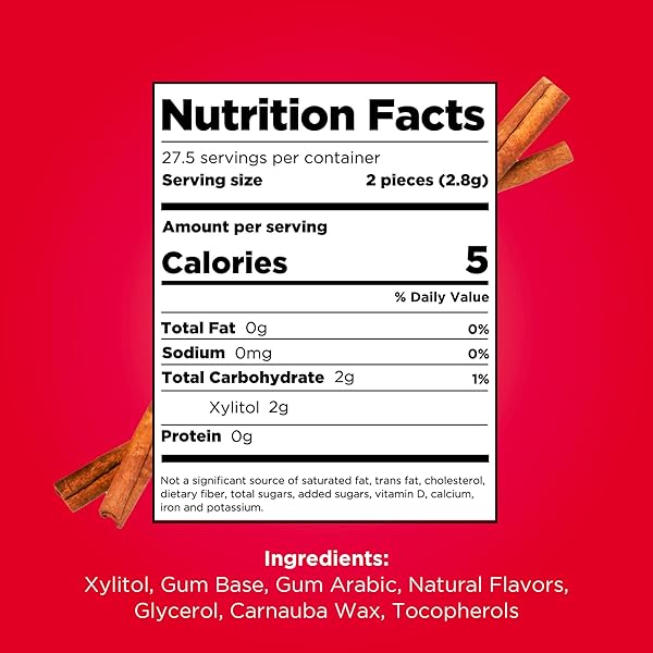 PUR GUM | ASPARTAME FREE CHEWING GUM | 100% XYLITOL | NATURAL CINNAMON FLAVORED GUM, 55 PIECES (PACK OF 3)