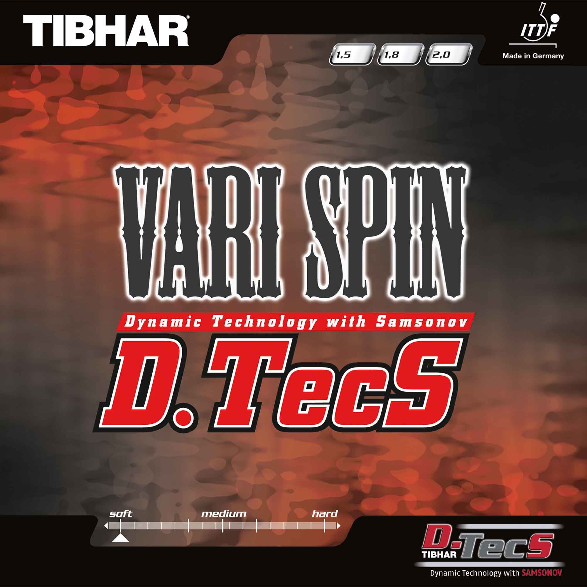 Tibhar rubber Vari Spin D.Tec.S., black, 1.5 mm