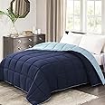 Homelike Moment Comforters Queen Size - Blue Duvet Insert Down Alternative Bed Queen Comforter, Lightweight Bedding Comforter Full Size Quilted Soft All Season Reversible Navy/Light Blue