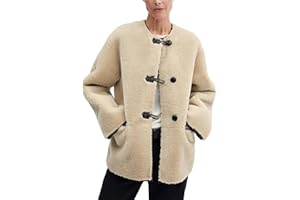 Vimyig Women's Warm Oversized Faux Fur Fleece Jacket Winter Coats Casual Single Breasted Coat with Pockets