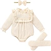 GRNSHTS Newborn Baby Girl Clothes Ruffle Rompers Toddler Fall Outfits for Girls Set Little Girl Fall Winter Clothing