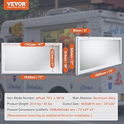 VEVOR Concession Window 72"x36", Aluminum Alloy