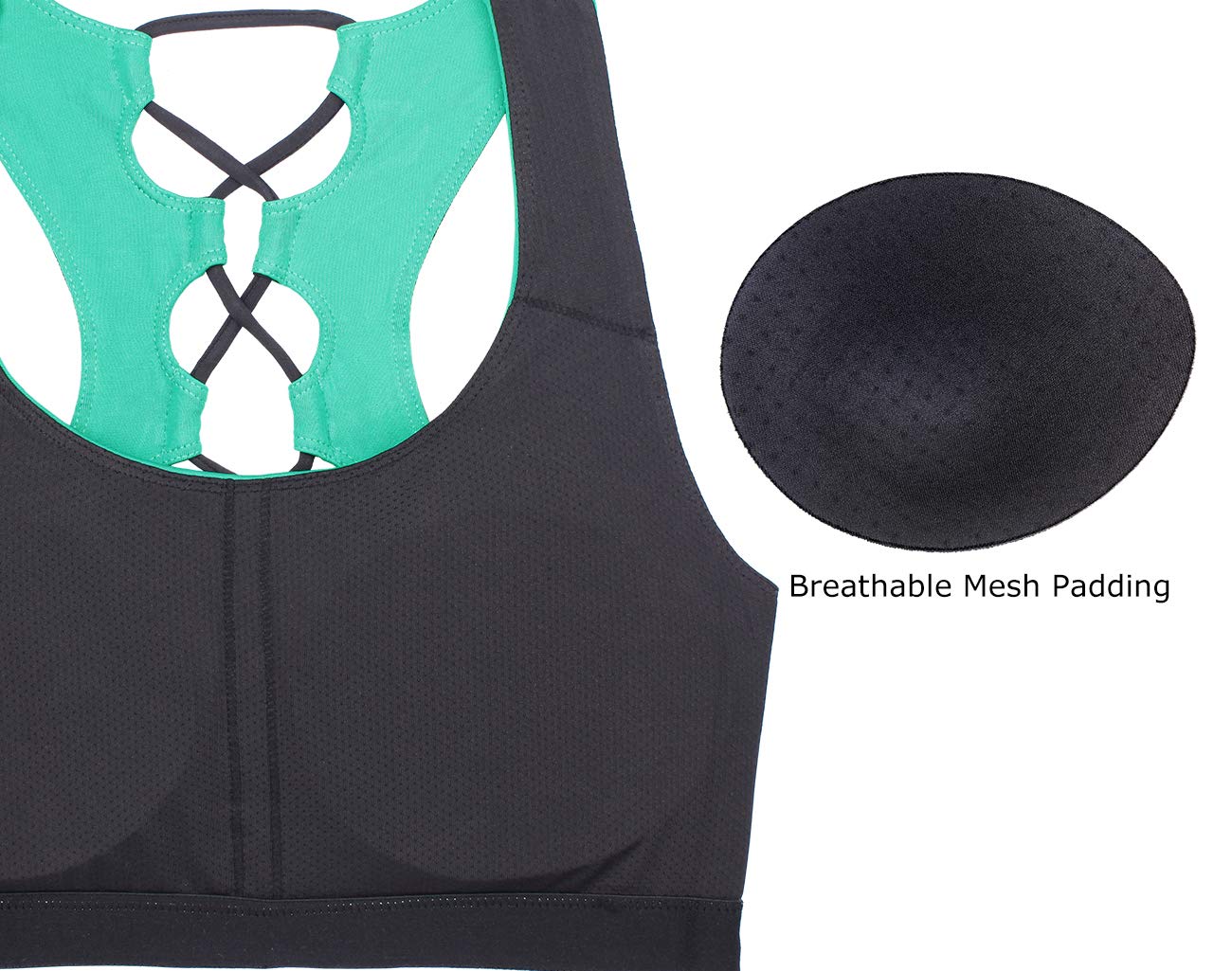 icyZone Workout Clothes Racerback Yoga Clothes Sexy Strappy Sports Bra for Women (L, Florida Keys)