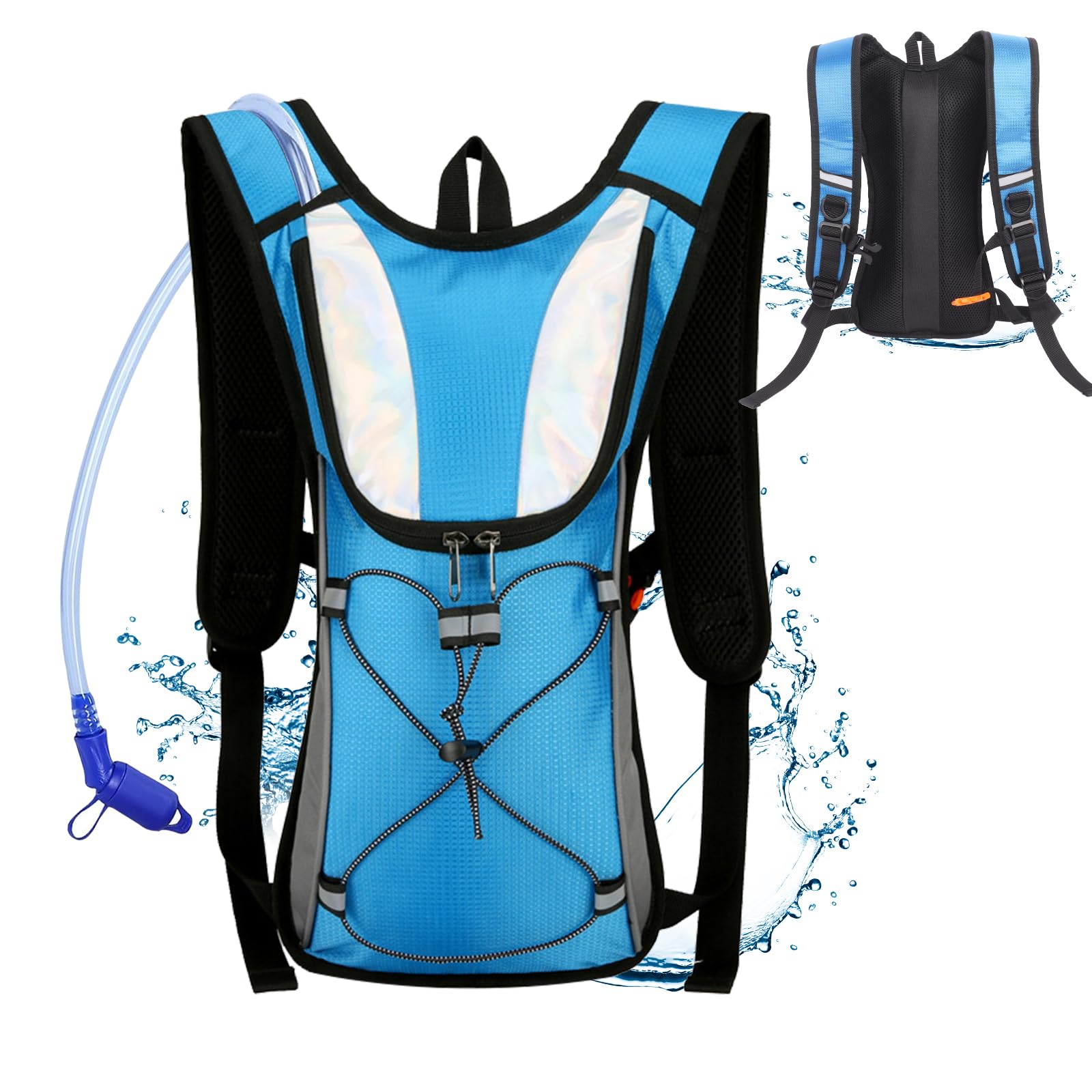 Hydration Backpack Adjustable Vest,Splashproof Shoulder Bag Cycling Backpack for Men & Women,Running Backpack Outdoor Bicycle Riding Hiking Mountaineering Touring (Blue)