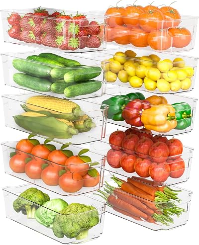 KICHLY Stackable Fridge Organisers Set of 10 BPA Free Clear Containers with