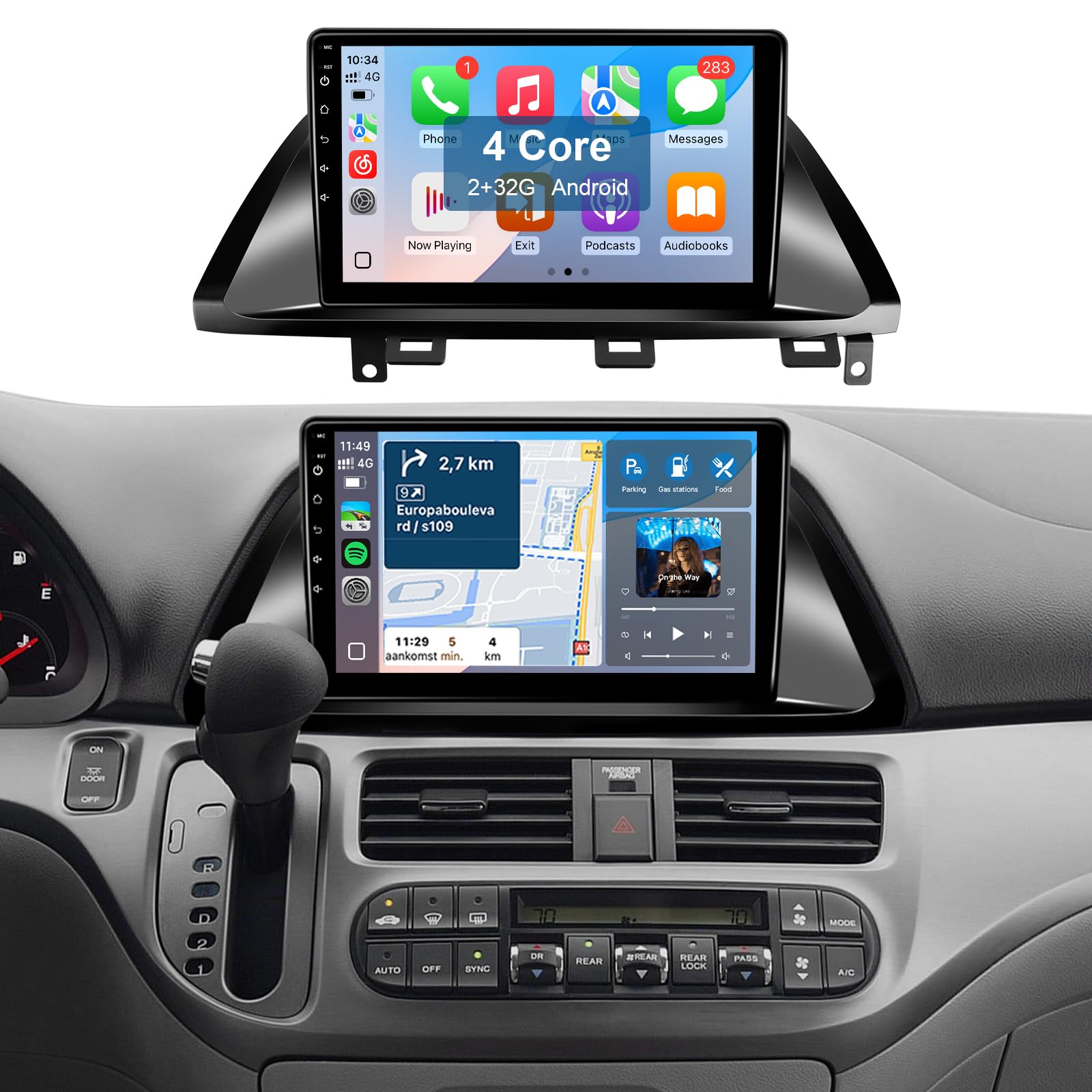 Photo 1 of Leadfan Car Radio for Honda Odyssey 2005 2006 2007 2008 2009 2010 Stereo with Wireless Carplay Android Auto, 10.1'' HD Touchscreen Buit-in WiFi Bluetooth GPS Navigation SWC Backup Camera Microphone