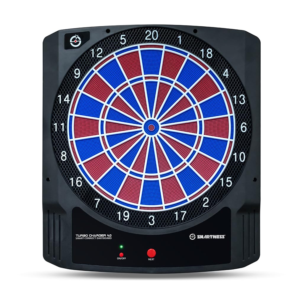 Carromco Dartboard Turbo Charger - Electronic dart board including app function for smartphones or tablets - dart machine with 16 games for 1-8 players, including 6 darts and 20 spare tips