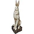 LANDCHY Large Size Noble Sitting Rabbit Bunny Realistic Rabbit Happy Easter Bunny Magnesium Oxide Stone Sculpture Decorations for Indoor Outdoor Garden Statue 30'' High
