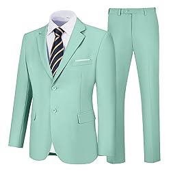 Amyox Men Suits Slim Fit 2 Piece Mint Green Suits
