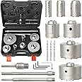 Zeliceka 17PCS Concrete Hole Saw Kit with SDS Plus & Max Shank, Kit Size 30 40 50 65 80 100 110 MM, Concrete Hole Saw Set for Concrete Brick Stone Cement Wall
