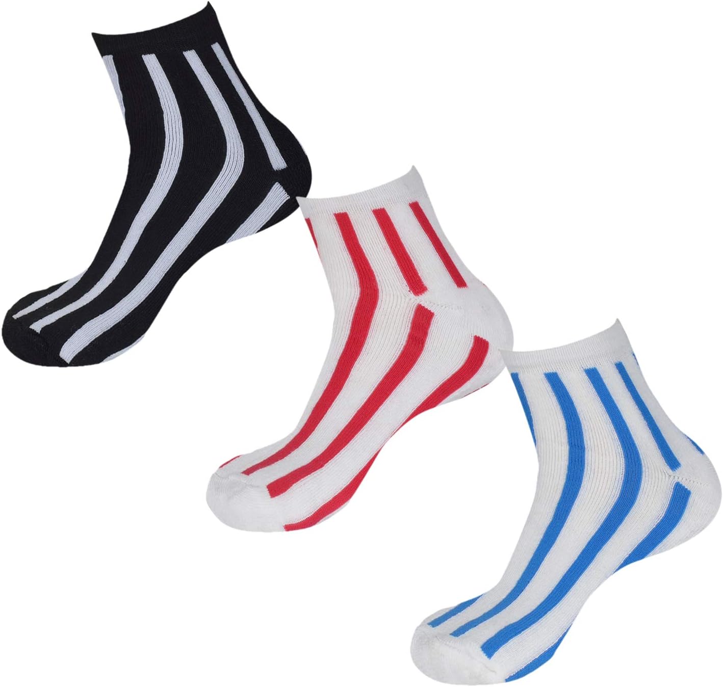 Striped Print Cotton Ankle Socks for Men's and Women's(Pack of 3)