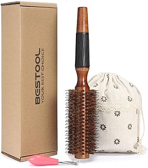 BESTOOL Rundbürste zum Föhnen,Wildschweinborsten Rundhaarbürste mit Holzfass, große runde Stylingbürste für Frauen und Männer, Glätten, Locken, Hinzufügen von Haar Volumen und Glanz (2.2 Inch)