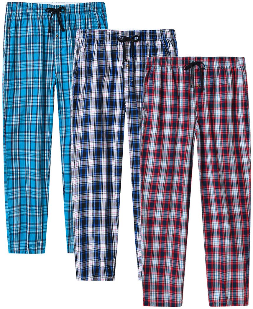 Photo 1 of (ONLY 1) MoFiz Men's Pajama Bottom Pants Relaxed Classic Plaid Sleepwear Loungewear House Lounge &Sleep Pants 3-Pack Size L