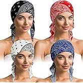 4 Pieces Soft Cotton Chemo Headwear for Women, Stretch Pre-Tied Chemo Head Scarves for Cancer